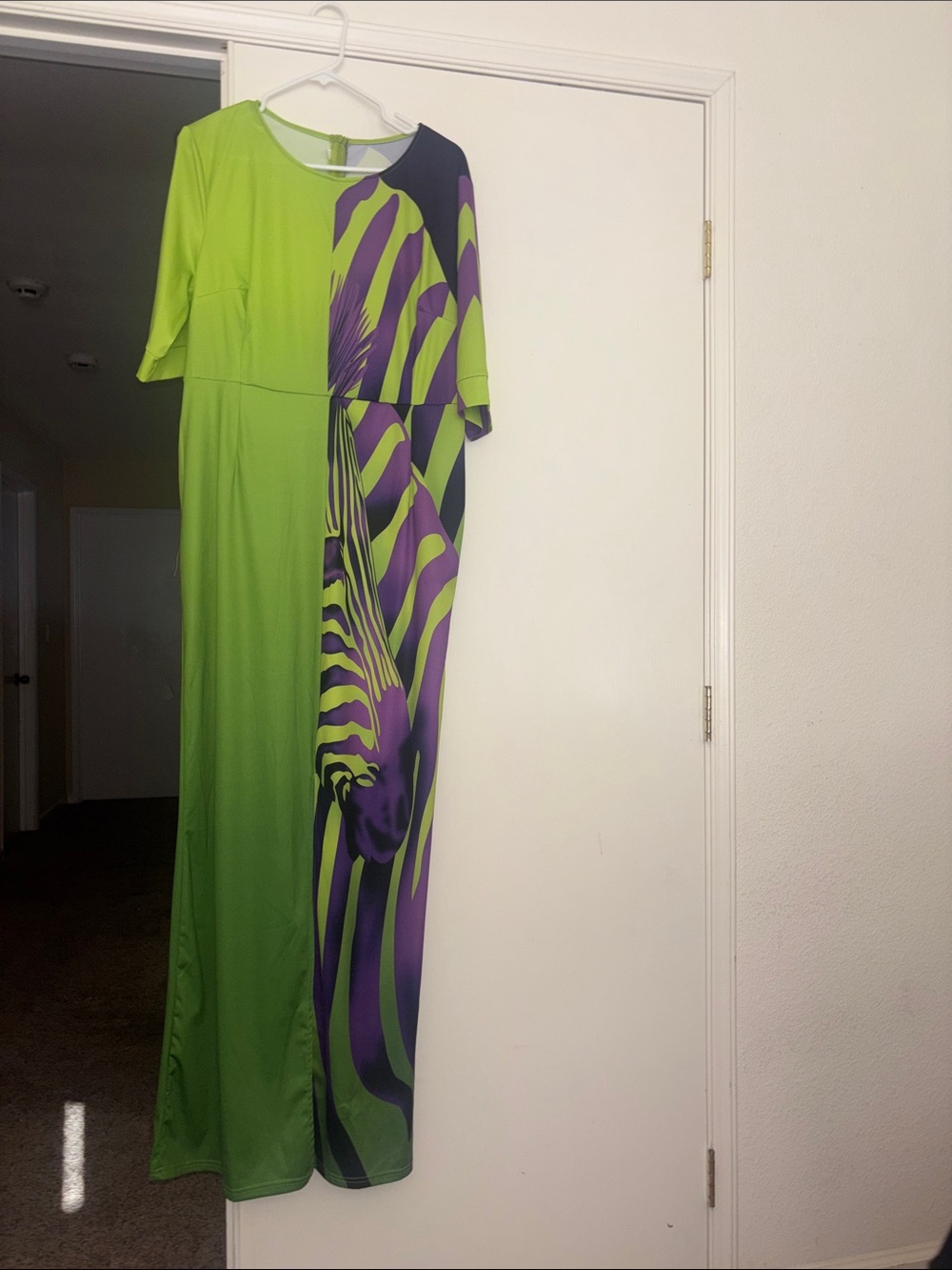 Green and Purple Graphic Maxi Dress